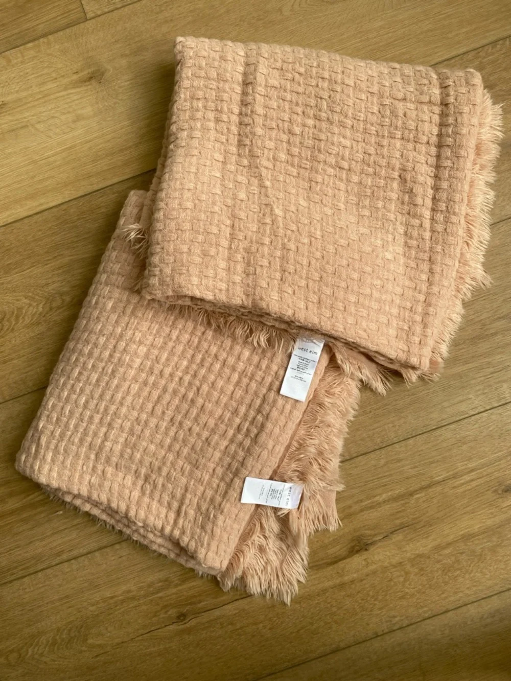 West Elm Blush Pink Fringe Throw Blanket